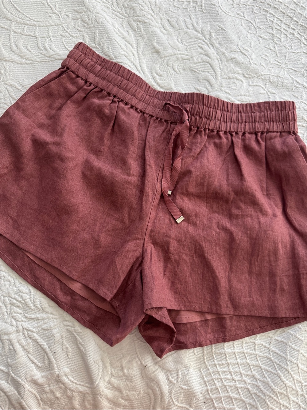Cami NYC Linen-Blend Drawstring Shorts in Dusty Rose